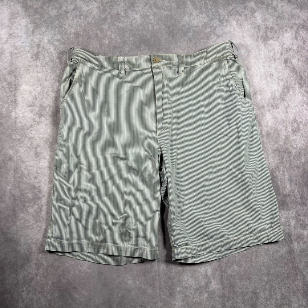 Mossimo Mens Hickory Stripe Utility Carpenter Shorts Blue White Cotton 36 Y2K